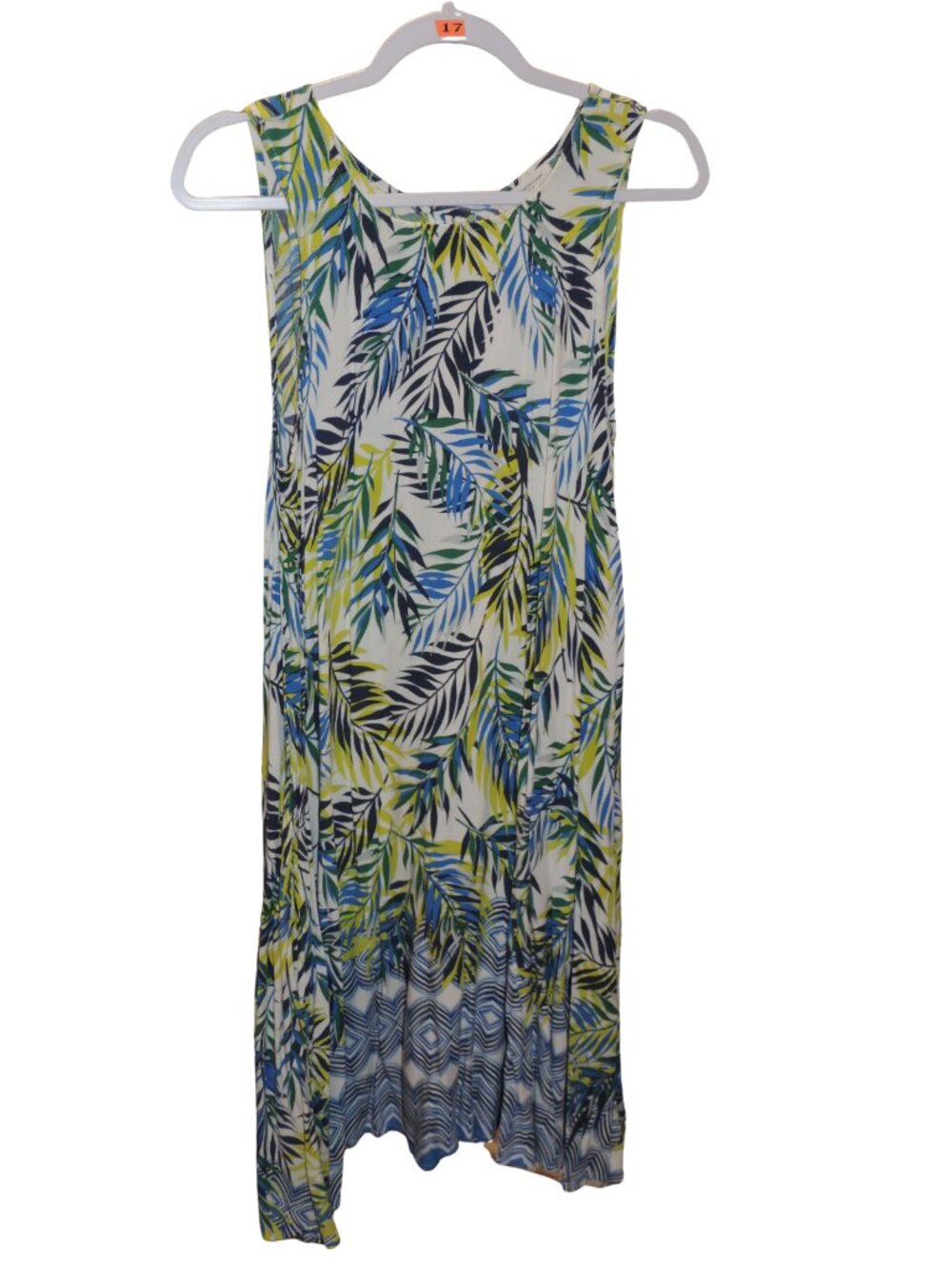 beachlunchlounge Tropical Leaf Print Sleeveless Maxi Dress - Blue, Green, White